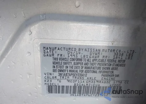 2014 Nissan Sentra Sr from USA, damaged, VIN 3N1AB7AP6EY239412